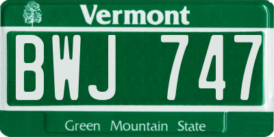 VT license plate BWJ747