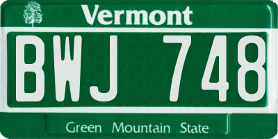 VT license plate BWJ748