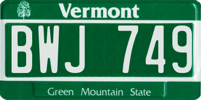 VT license plate BWJ749