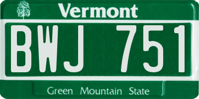 VT license plate BWJ751