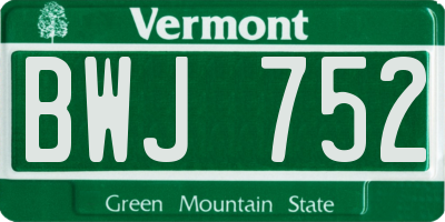 VT license plate BWJ752