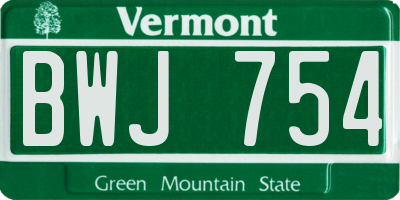 VT license plate BWJ754