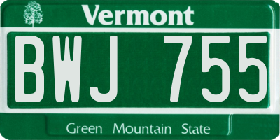 VT license plate BWJ755