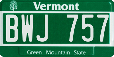 VT license plate BWJ757