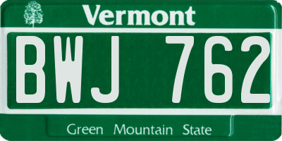 VT license plate BWJ762