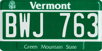 VT license plate BWJ763