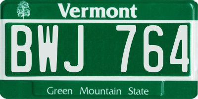 VT license plate BWJ764