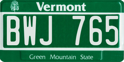 VT license plate BWJ765