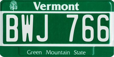 VT license plate BWJ766