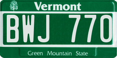 VT license plate BWJ770