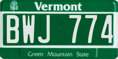 VT license plate BWJ774