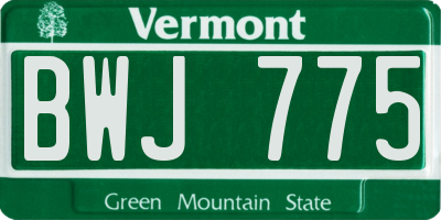 VT license plate BWJ775