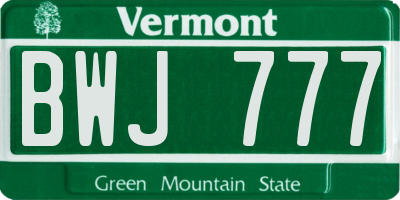 VT license plate BWJ777