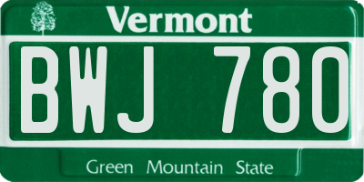 VT license plate BWJ780
