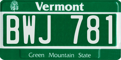 VT license plate BWJ781