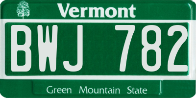 VT license plate BWJ782
