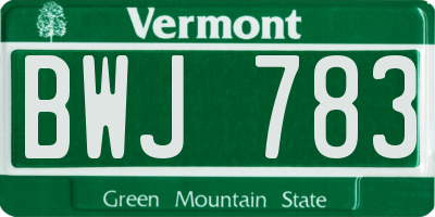 VT license plate BWJ783