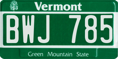 VT license plate BWJ785