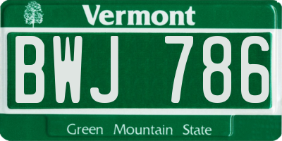 VT license plate BWJ786