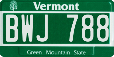 VT license plate BWJ788