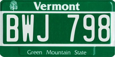 VT license plate BWJ798