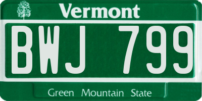VT license plate BWJ799