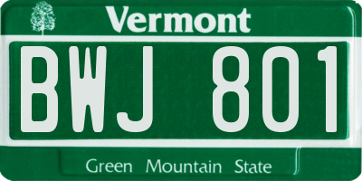 VT license plate BWJ801