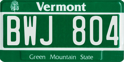 VT license plate BWJ804