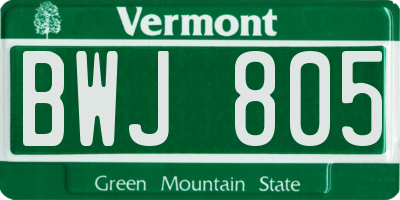 VT license plate BWJ805