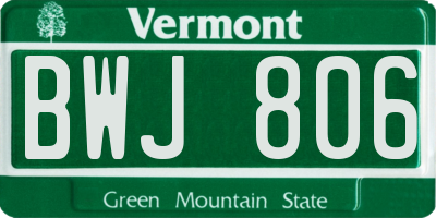 VT license plate BWJ806