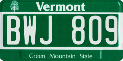 VT license plate BWJ809
