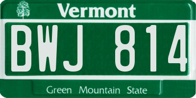 VT license plate BWJ814