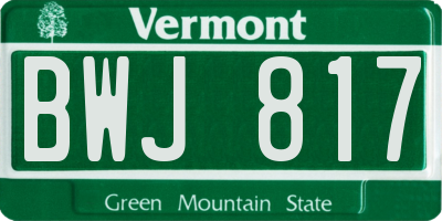 VT license plate BWJ817
