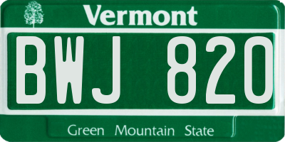 VT license plate BWJ820