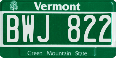 VT license plate BWJ822