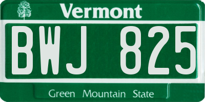 VT license plate BWJ825