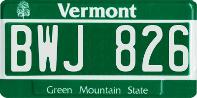 VT license plate BWJ826