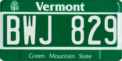 VT license plate BWJ829