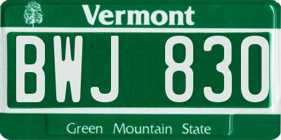 VT license plate BWJ830