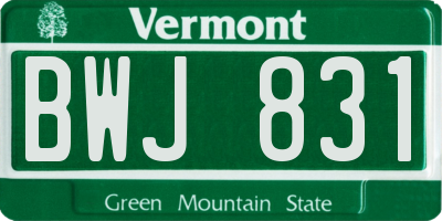VT license plate BWJ831