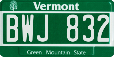 VT license plate BWJ832