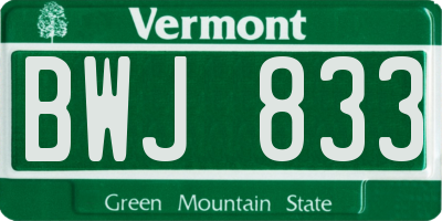 VT license plate BWJ833