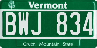 VT license plate BWJ834