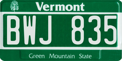 VT license plate BWJ835