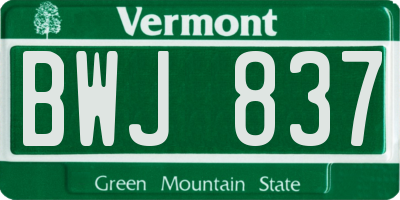 VT license plate BWJ837