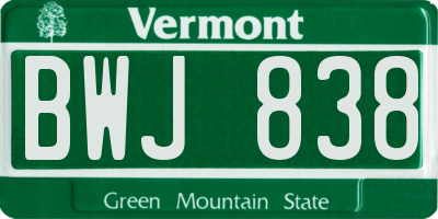 VT license plate BWJ838