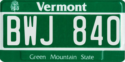VT license plate BWJ840