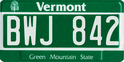 VT license plate BWJ842