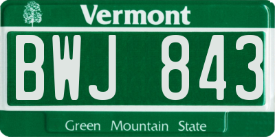 VT license plate BWJ843