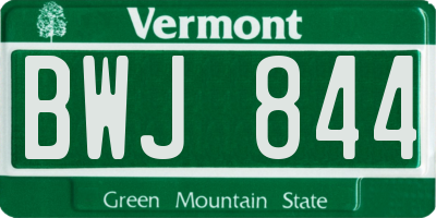 VT license plate BWJ844